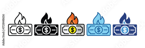 Burning Money  Icon Element For Design