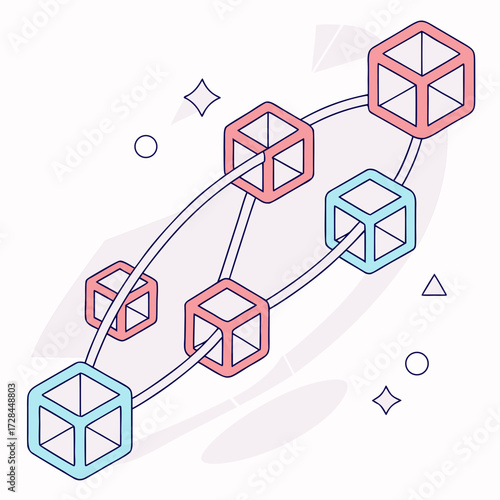 Blockchain network with connected cubes
