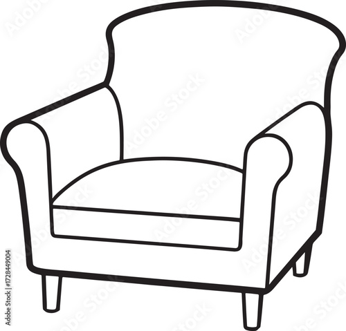 Line Art Depiction of a Classic Armchair with Simple Elegant Design