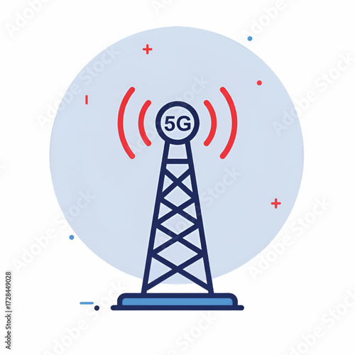 5G Wireless Signal Tower Illustration for Technology and Connectivity Concepts