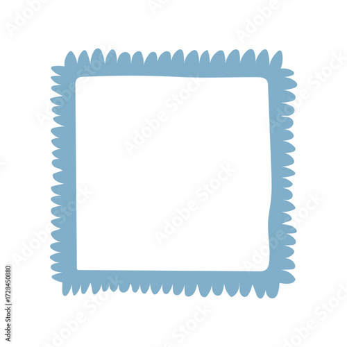 A single hand-drawn square frame with scalloped wavy edges. Bold orange decorative border in doodle style. Ideal for scrapbooking, invitations, greeting cards, photo albums, and creative designs.