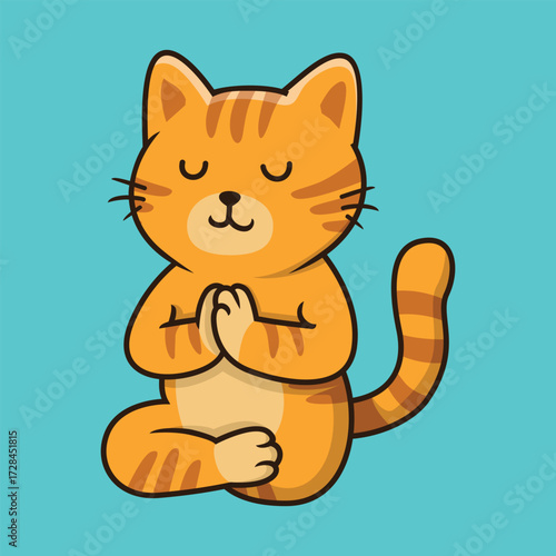cat doing yoga illustration