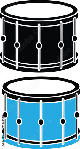 Two snare drums one black one blue with white accents percussion musical instrument