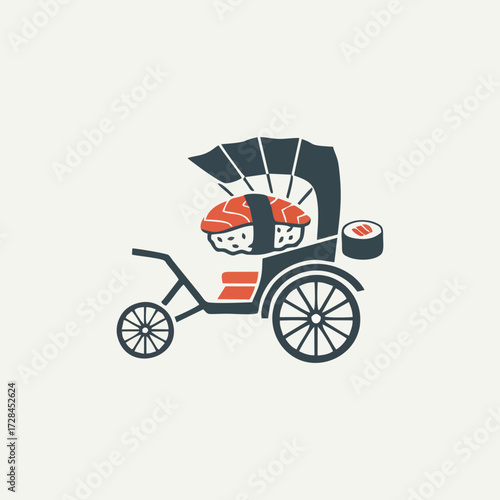 Modern abstract Sushi Shop Logo design vector with japanese cuisine icon fresh seafood sashimi roll rice minimal style artwork illustration for restaurant branding template and identity design