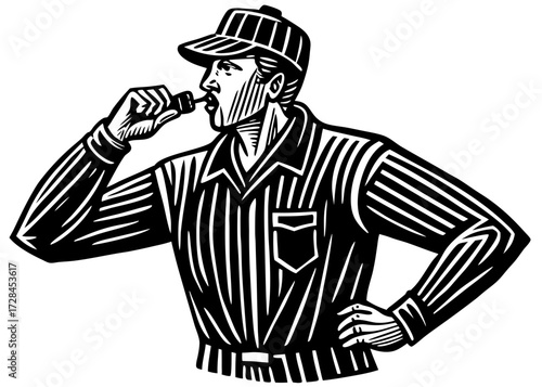 Referee With Whistle Silhouette, Sports and Fitness SVG, PNG