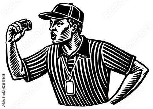 Referee With Whistle Silhouette, Sports and Fitness SVG, PNG