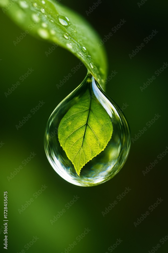 Fototapeta premium 물방울과 나뭇잎