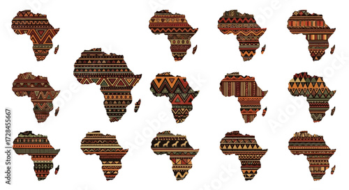 African Continent Vector Pattern with Tribal Ornament Decoration Ethnic Style with Earth Tone Colors