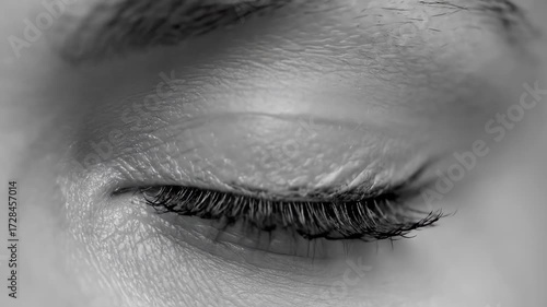 Stunning close up of a vibrant blue human eye captures intense focus and deep introspection, perfect for concepts of vision and perception