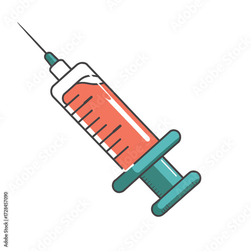Medical Injection Syringe with Red Liquid for Vaccination and Treatment