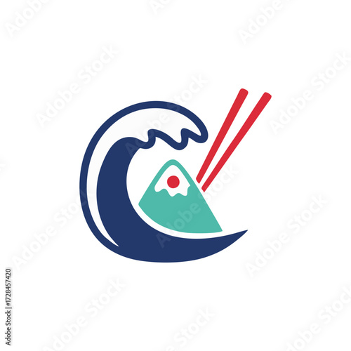 Modern japanese sushi shop logo artwork in vector minimalist design with aesthetic red tone suitable for restaurant branding seafood business identity culture illustration and food concept visual