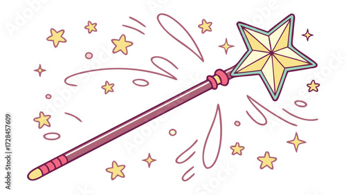 Magic Wand with Sparkles, Glitter Trails, and Star Effects, Festive Vector Style Illustration, Symbol of Magic, Fantasy, and Celebration SVG
