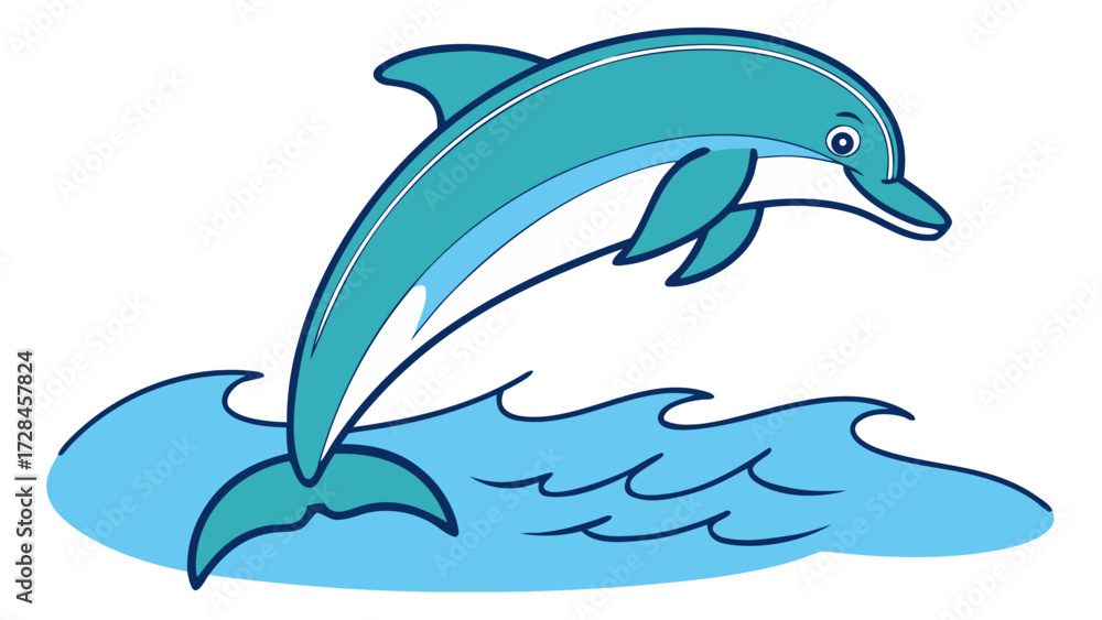 Obraz premium Dolphin Jumping Out of Water – Clean Marine Wildlife Vector Clip Art for Ocean Themes, Education, Coastal Branding, Aquatic Designs, and Nature Illustration Projects