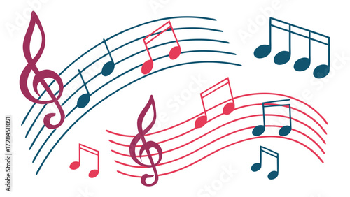 Music Notes Collection with Single and Double Notes – Clean Vector Illustration for Sheet Music, Education, Music Apps, Audio Projects, Sound Design, and Musical Branding