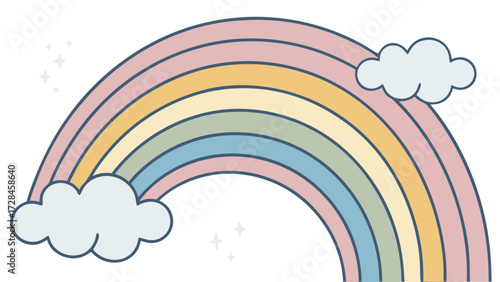 Rainbow with Seven Colors Arched Design and Soft Gradients Vector Illustration, Sky Weather Symbol, Color Spectrum and Positivity Clip Art SVG