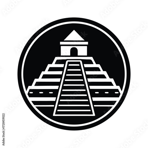 Mayan Pyramid History Background Icon Design