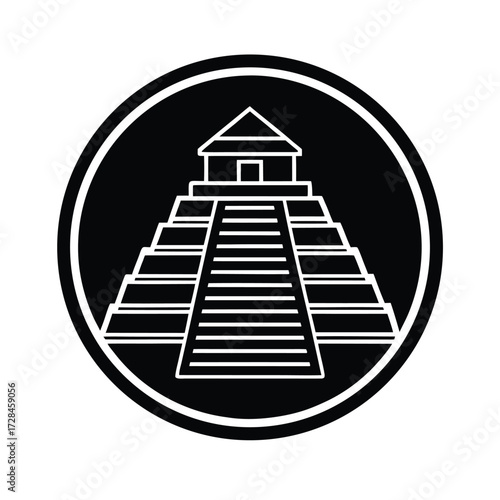 Mayan Pyramid Temple Ancient Icon Background