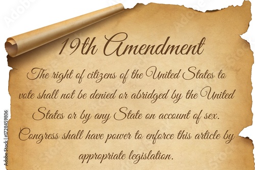 Tableau sur toile 19th Amendment Text on Vintage Parchment