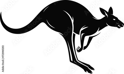 Silhouette illustration of kangaroo jumping vector design, Australian wildlife animal symbol, nature graphic, marsupial icon, outback culture art element
