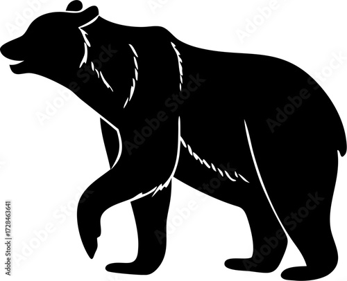 Bear Silhouette Vector | Wild Animal Icon | Wildlife Forest Graphic Design