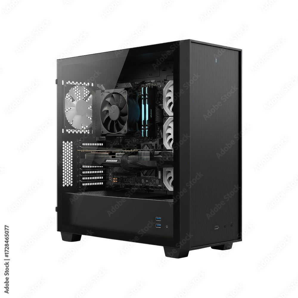 Fototapeta premium High performance gaming PC with clear side panel