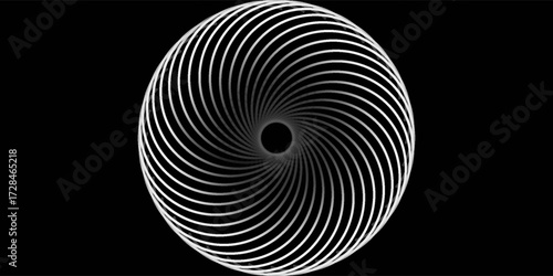 et of black thick halftone dotted speed lines. Speed lines in circle form. Geometric art. Design element for frame, logo, tattoo, web pages, prints, posters, template, abstract vector background.