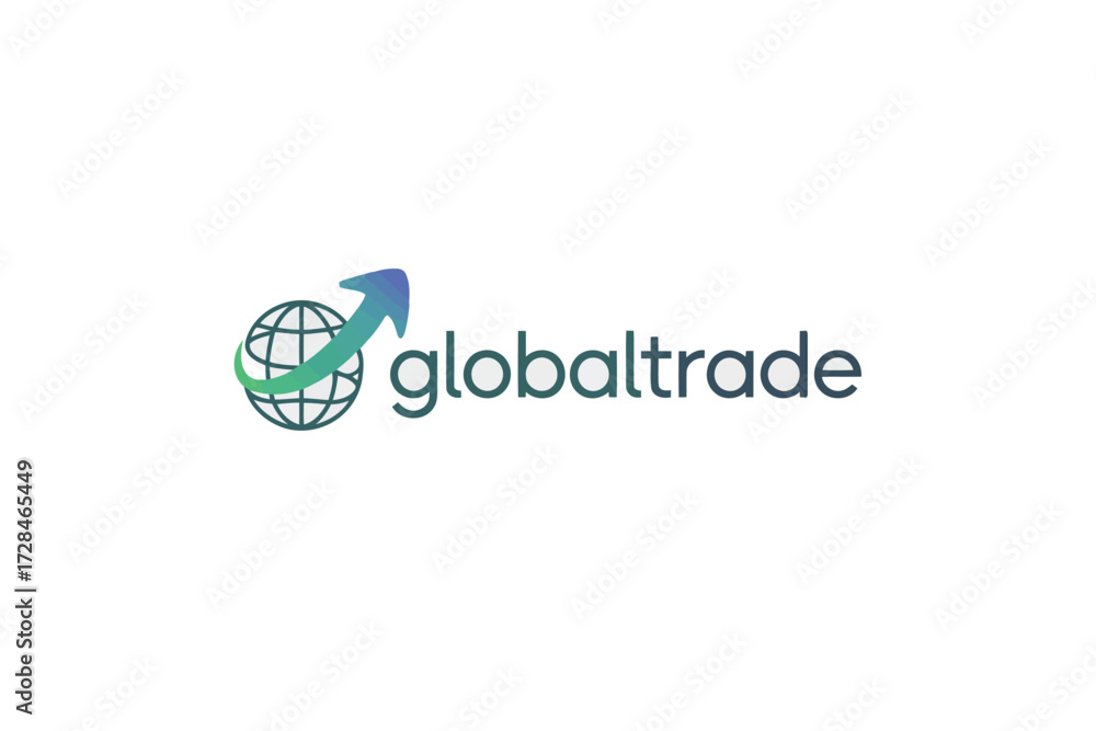 Obraz premium vector illustration of global trade and investment logo concept with world globe and arrow