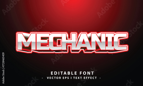 Modern Mechanic Bold Editable Metallic Text Effect