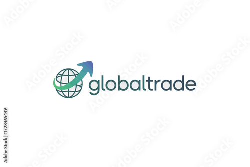  vector illustration of global trade and investment logo concept with world globe and arrow