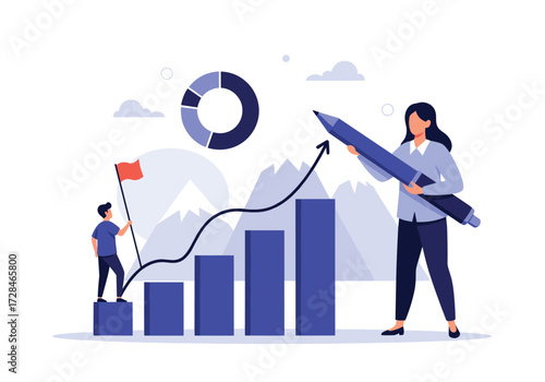 Analyzing business growth and planning for future success with charts and graphs.