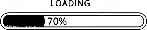 Progress bar showing 70% completion with 'LOADING' text above, perfect for conveying anticipation and process status in digital interfaces.