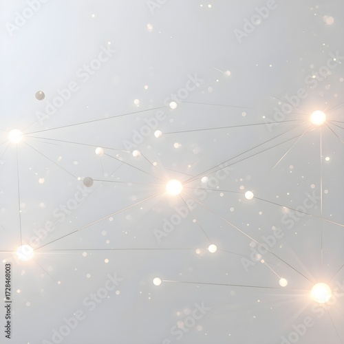 Abstract visual of interconnected glowing lines and subtle geometric shapes on a pristine white background, representing business strategy, network, and innovation. 