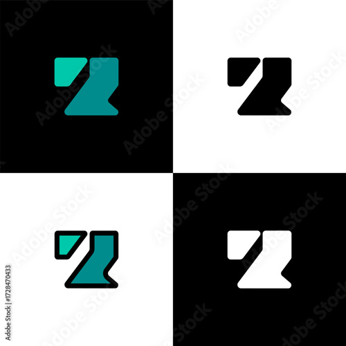 Logo number 2, numeral two, set of four number for your brand name design, vector illustration 10 EPS