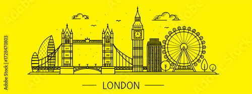 London Skyline Vector Illustration Hand Drawn | Detailed Cityscape Sketch for Posters, Prints, Travel Blogs and Commercial Use