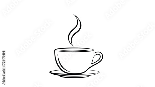 A simple line drawing of a steaming cup of coffee on a saucer, symbolizing warmth and a morning beverage.