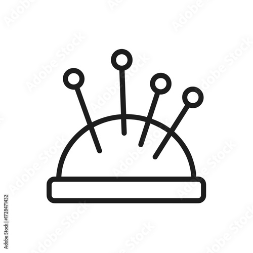 Sewing pincushion with pins in minimalist outline design  