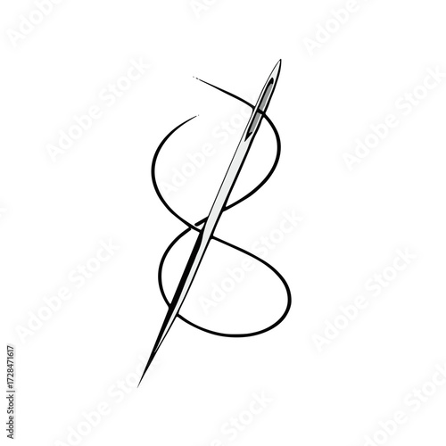 Needle with thread swirling in a creative design  