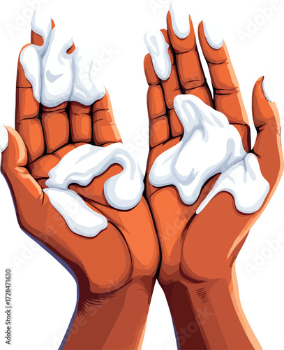 Vsai washing hands with soap and foam vector illustration