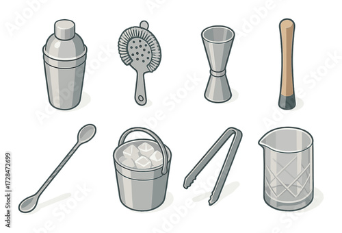 Essential cocktail bartending tools and accessories for mixing drinks