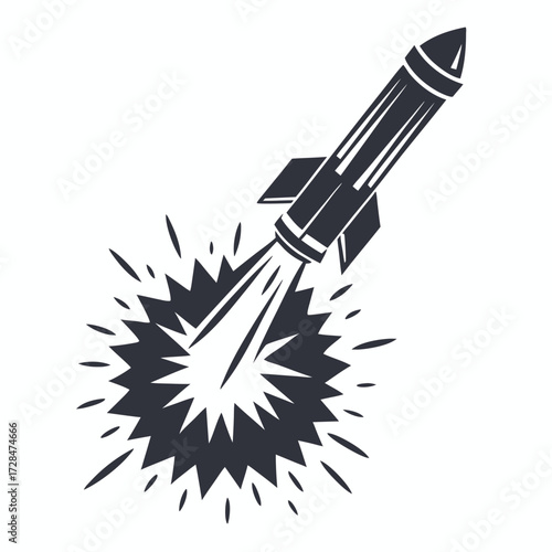 Line art depicts black cannon emitting stylized fire and smoke on a white background