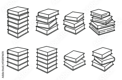 Antique books arranged in stacks on vintage background with sepia tone
