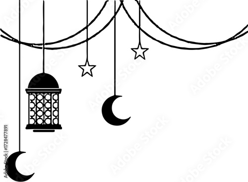 Ramadhan kariem set of lamps icon