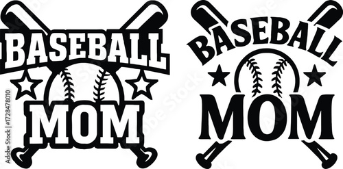 Baseball mom designs featuring bats balls and stars for sporting apparel and gifts 