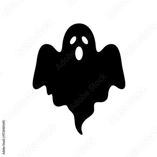 Simple Flat Silhouette Ghost Figure Spooky Apparition Character Icon