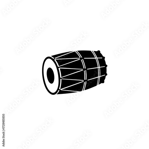 Simple Outline Illustration Dholak Traditional Indian Percussion Instrument