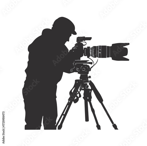 man photographer, black and white vector, 