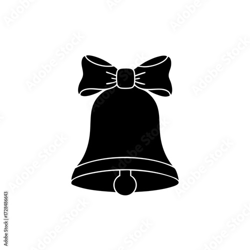 Elegant Silhouette Bell with Bow Holiday Decoration Christmas Celebration Icon