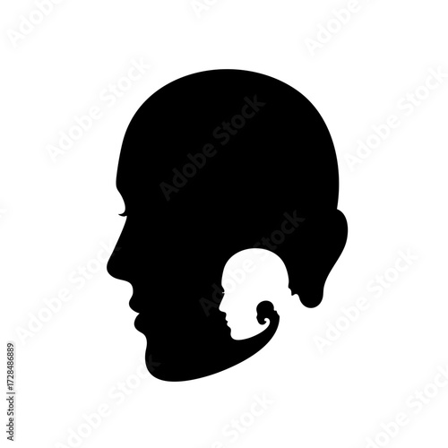 Minimalist Silhouette Optical Illusion Head Profile Face Abstract Graphic