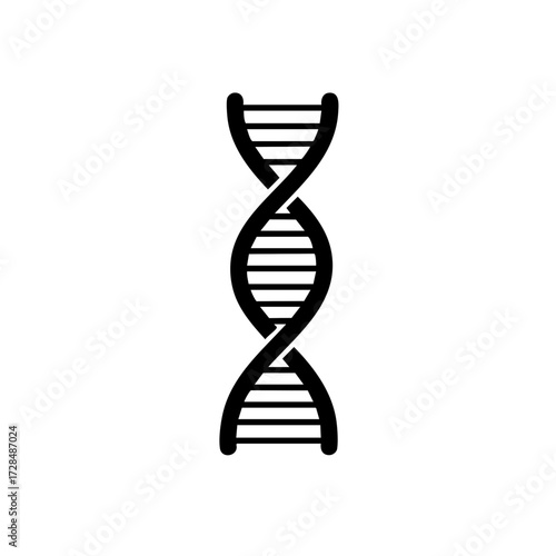 Simple Outline Black Dna Structure Double Helix Genetic Icon