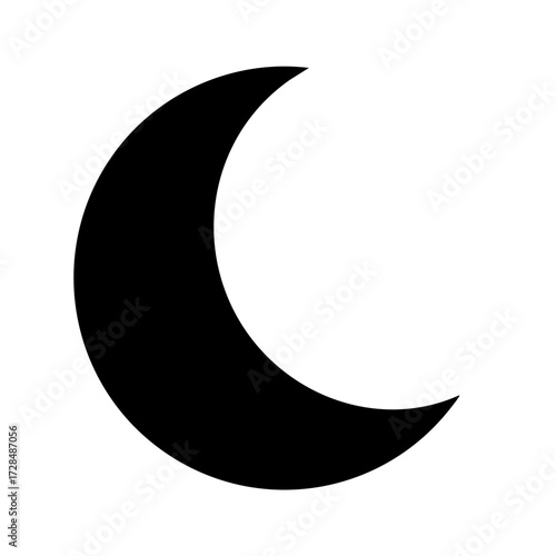 Simple Black Crescent Moon Phase Shape Graphic Element Icon